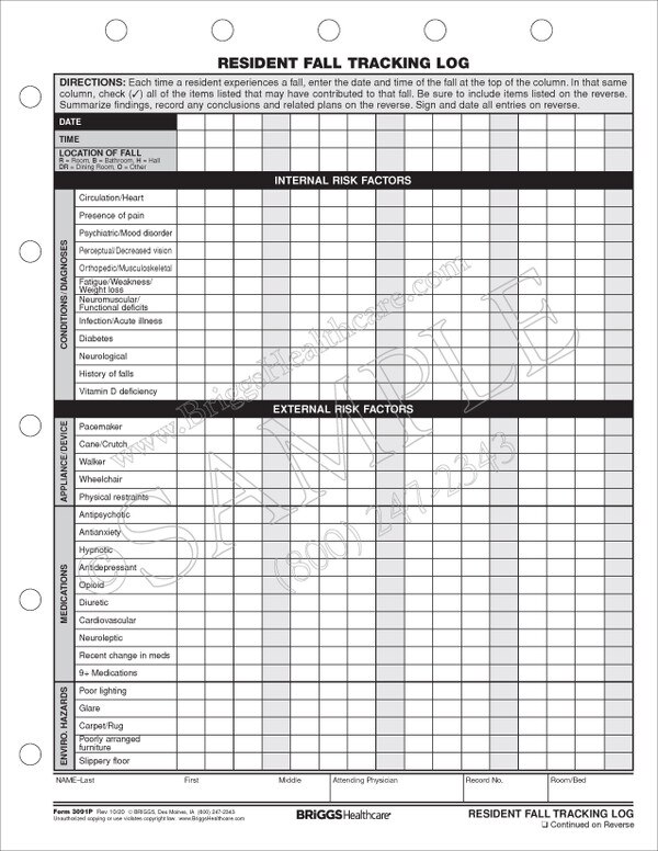 Resident Fall Tracking Log